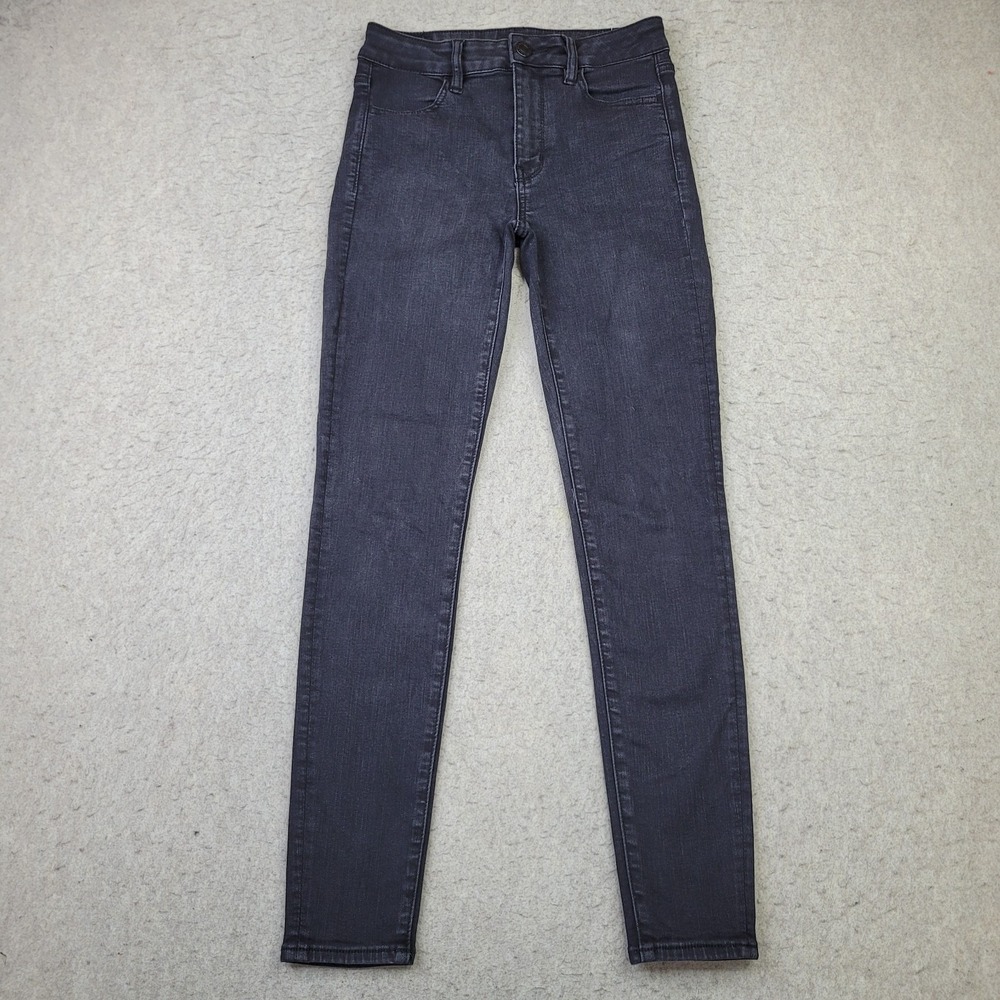 American Eagle Next Level Stretch Jeans Hi Rise Jegging Womens 6 Reg Black Denim